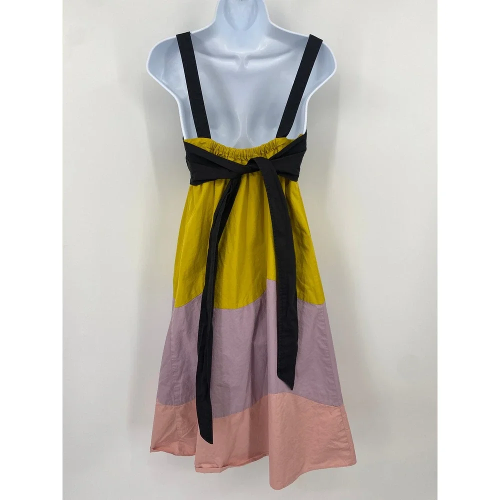 Kate Spade Midi Dress Women M Multi Colorblock Sleeveless Tie Back